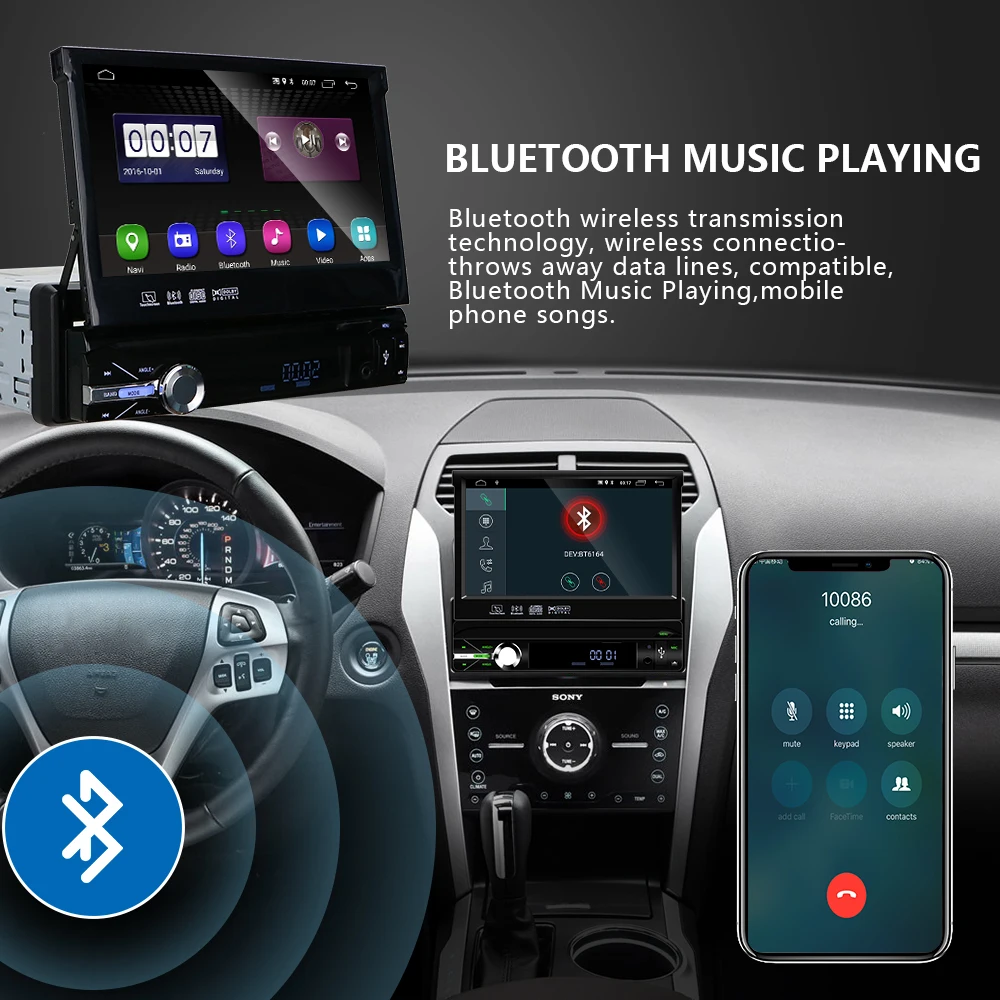 Автомагнитола Camecho 1 Din Android 9 0 мультимедийный проигрыватель с выдвижным GPS Wi Fi 7