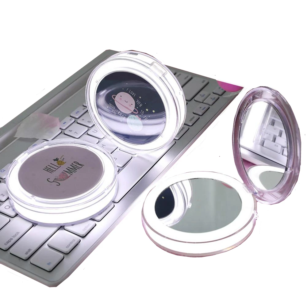 Светодиодное мини зеркало для макияжа ручное складное компактное портативное