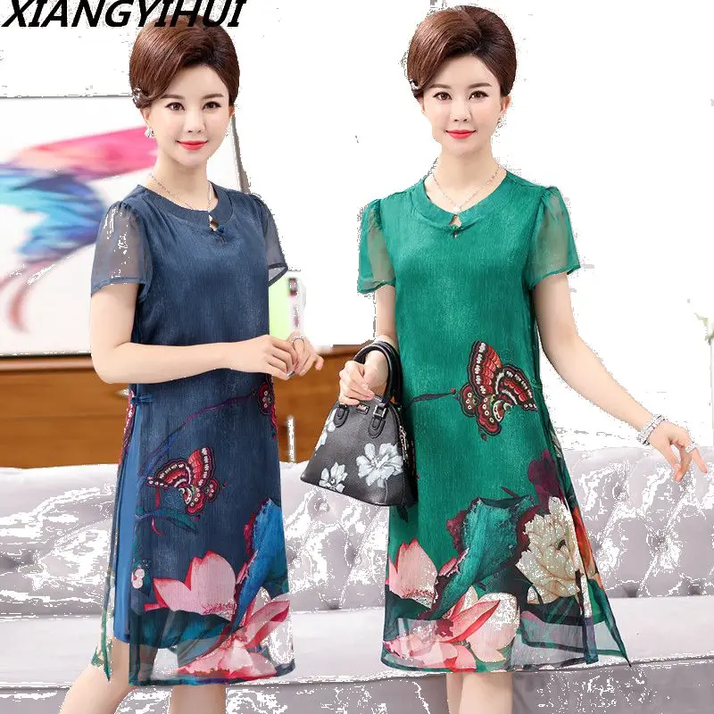 Sexemara/шифоновые платья с короткими рукавами Новинка лета 2018 платье для мамы