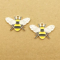 10pcs 16x26mm enamel bee charm for jewelry making cute earring pendant bracelet bangle necklace accessories diy craft supplies