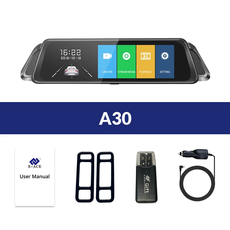 E-ACE, 10 дюймов, Автомобильный видеорегистратор, зеркало FHD 1080 P, видеорегистратор, автомобильная камера, двойной объектив, с камерой заднего вида, авто Регистратор