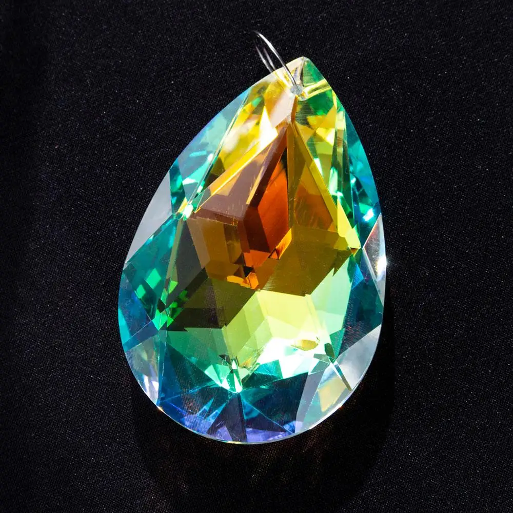 

H&D 5pcs Hanging Crystal 76MM Bauhinia Flower Pendant Chandelier Prisms Lamp Part Decor Rainbow Suncatcher Christmas Ornament