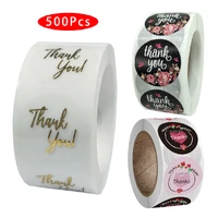 500pcsroll cute thank you sticker flower seal label adhesive vintage aesthetic scrapbooking scratch off school journal thing