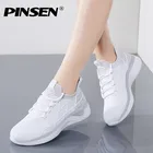 Новинка 2022, модная женская обувь PINSEN, дышащие сетчатые повседневные женские кроссовки со шнуровкой