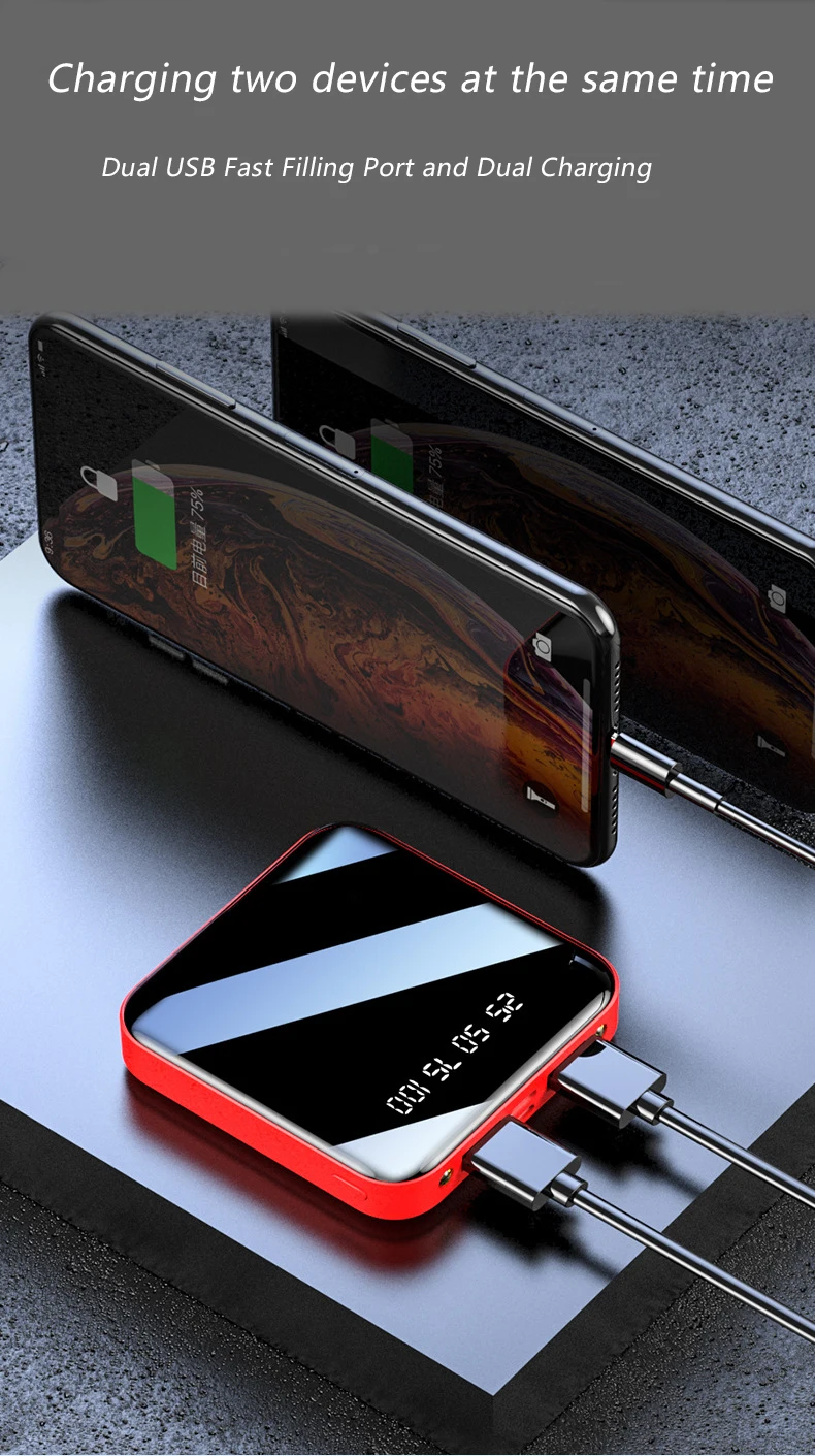 Внешний аккумулятор 10000 мАч для Xiaomi Mi 2 USB внешний аккумулятор портативное зарядное устройство Внешний аккумулятор для iPhone samsung huawei