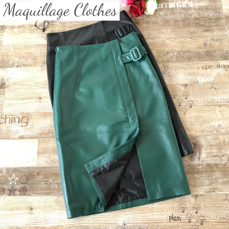 

Женская кожаная юбка, элегантная юбка из натуральной кожи, B337, весна 2021