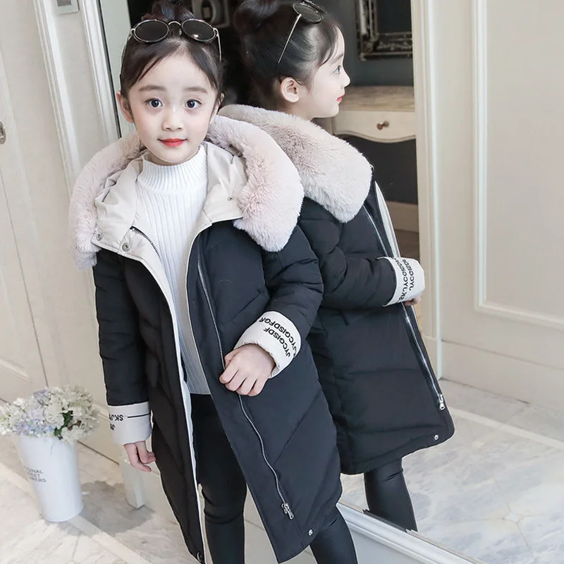 toddler girl jacket Baby Girl Fashion Jacket   Fur Warm Children's Girl's Cotton Padded coat Thicken  Parka kids winter jacket