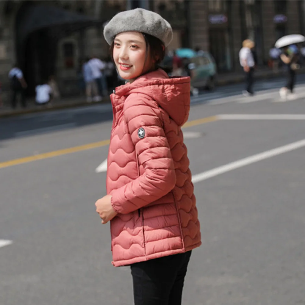 Korean Style Short Thin Quilted Coats Jacket Fashion Solid Hooded Zipper Overcoat Women Autumn Winter Outerwear Parkas Top | Женская