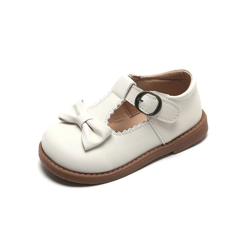 Zapatos planos con flecos para ni&ntilde;as, calzado informal de charol, con hebilla de lazo de princesa suave, c&oacute;modos para boda-0