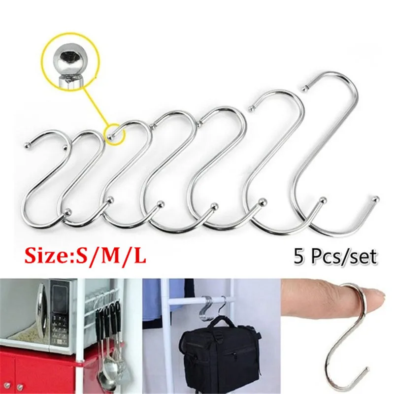 

5pcs/lot Metal S Shaped Hooks Multifunction Storage Hooks Stainless Steel Hook S/L