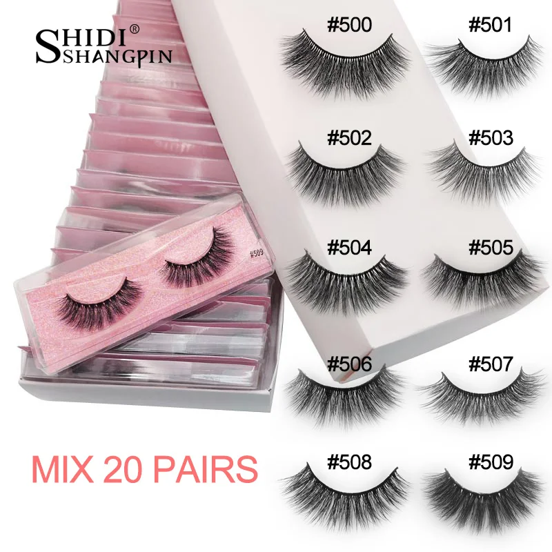 MIX 20 PAIRS Оптом ресницы серо-коричневого цвета 20 Вт, 30 Вт, 40/50/100 пар натуральные накладные ресницы для наращивания, Пушистый 3d Искусственные ресницы не тестировалось на макияж - Цвет: MIX 20 PAIRS
