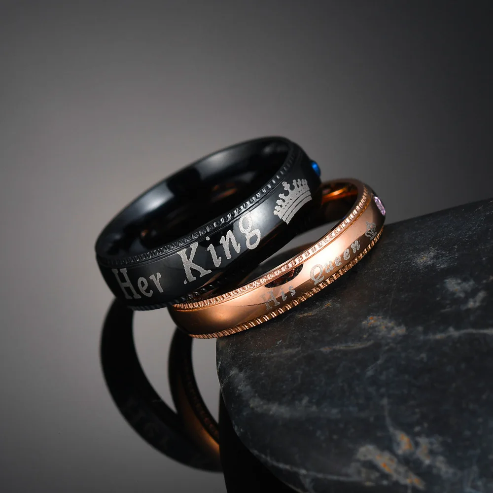 Кольцо обручальное из нержавеющей стали для женщин и мужчин с надписью Promise Her King