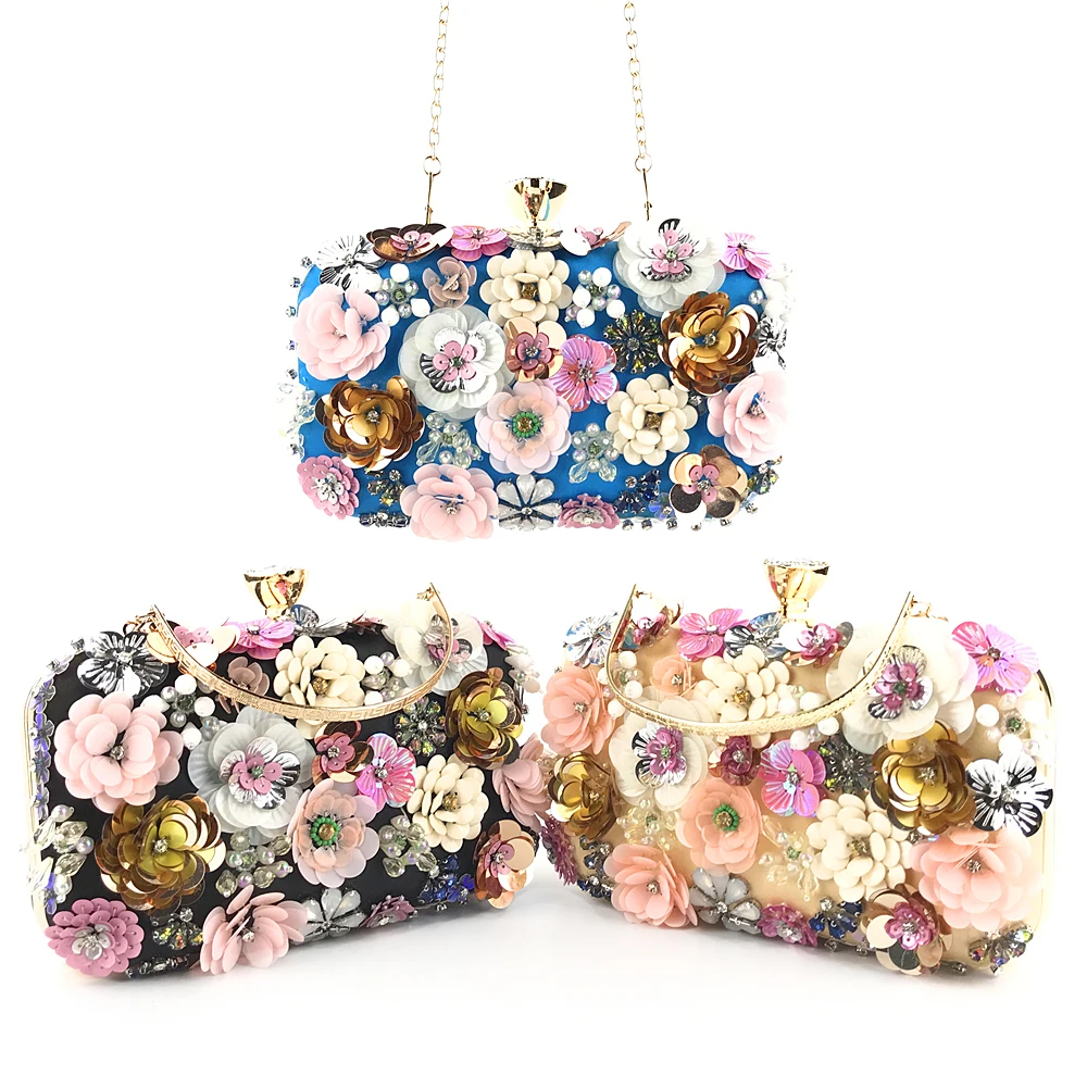 

BaoYaFang High Beading Flower Handbags Party Dinner Evening Bags Women Wedding bag for bride Chain Shoulder Bags Day Clutches