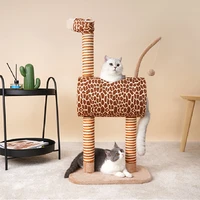 diy giraffe zebra cats scratching post toys rope sisal rope pet jumping climbing toy tree frame for kittens pet house play tower
