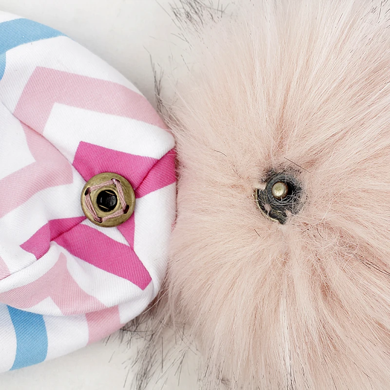 

Newborn baby Girls Boys Cotton Hats And CapsWith 15cm Faux Fur Pompom Girl Kids Skullies Beanies Hats Child Accessory