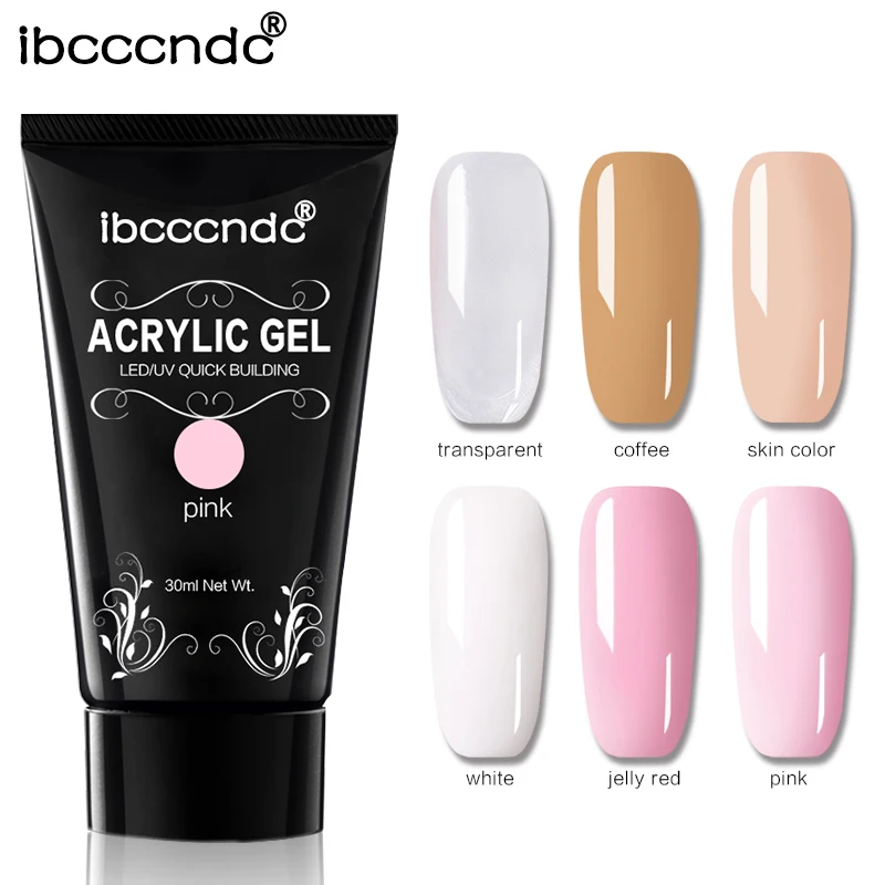 

8Pcs/Set IBCCCNDC Poly Extension Nail Gel Kit French Nail Clear Camouflage Color Nail Tip Form Crystal UV Builder Gel