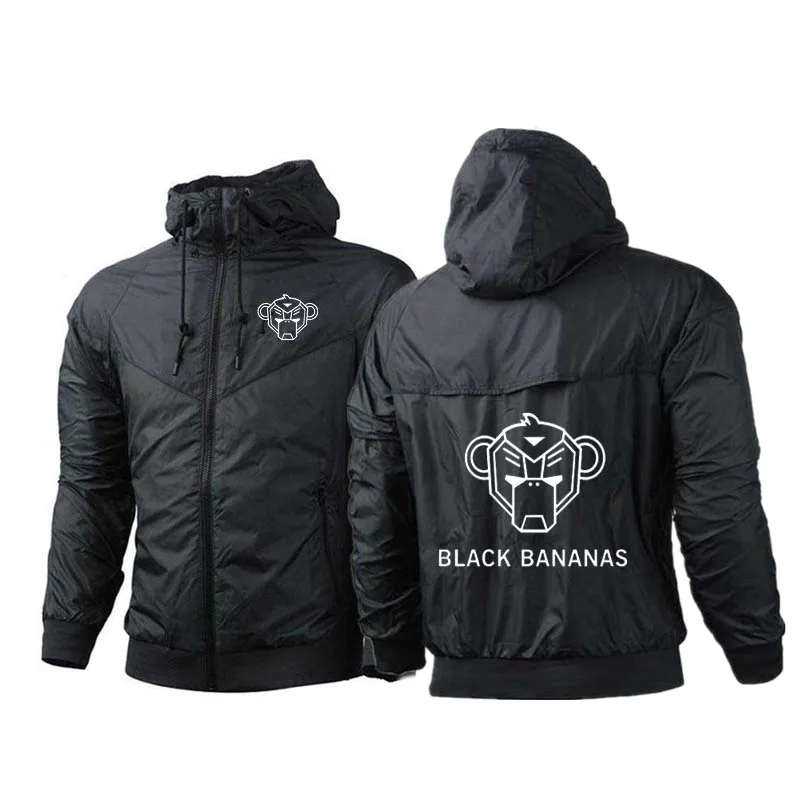 

New black banana fashion spring and autumn rainproof high street zipper jacket sports men's jacket Harajuku windbreaker