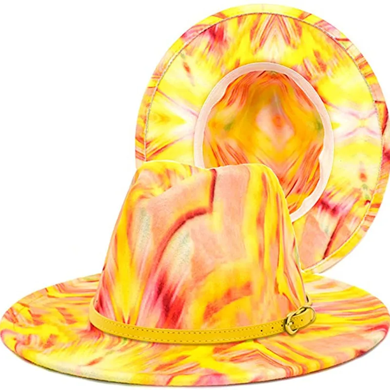 

Wide Brim Fedora Hats for Women Mens Felt Fedora Hats with Belt Buckle performance jazz hat outdoor party fashion wholesale
