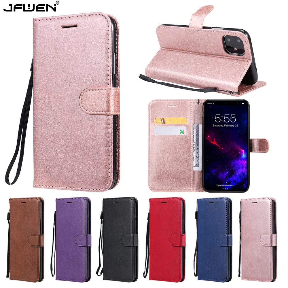 

Solid Color Wallet Flip Leather Phone Case For iphone XS X XR 12 Mini 11 Pro Max SE 2020 8 6S 6 7 Plus Case Cover with Crad Slot