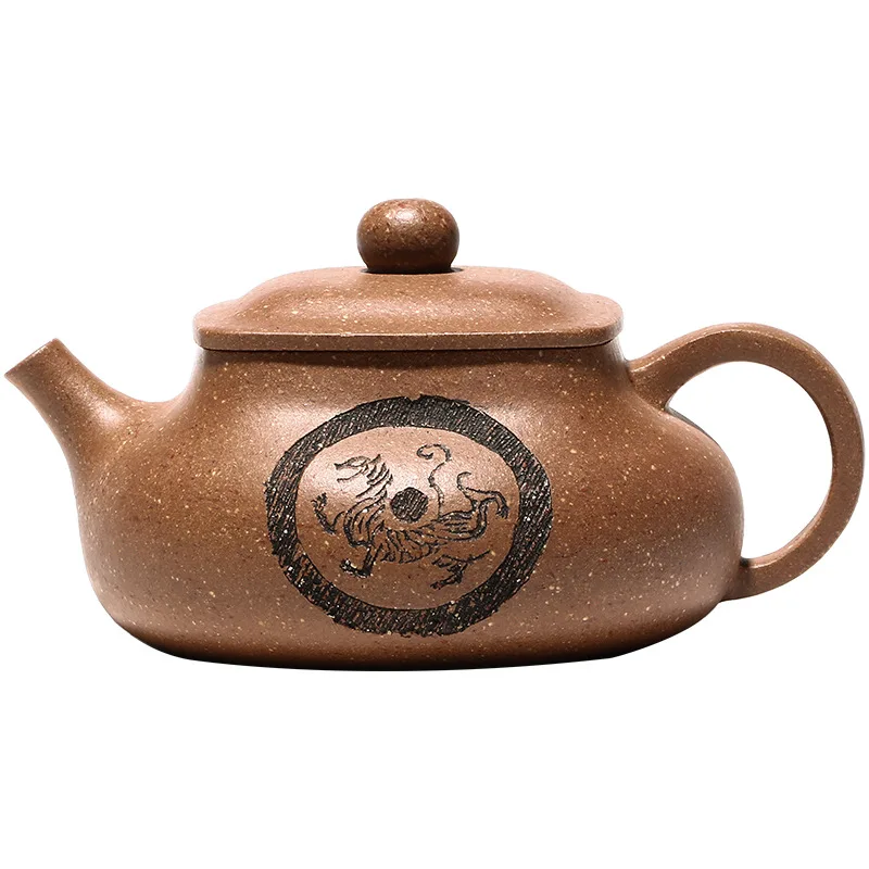 

Yixing handmade purple clay teapot origin Sifang Longteng teapot raw ore laoduanni household tea set