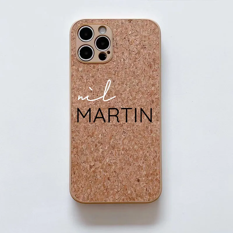Custom Names image Luxury cork Wooden Case for iPhone 13 12 11 Pro Max 7 8 Plus X XR Xsmax Phone Hard Lens protection Cover | Мобильные