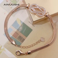 ainuoshi 18k gold 0 24ct real diamonds luculy lock shape trendy classic bracelet for women bridal charm engagement jewelry 6 7