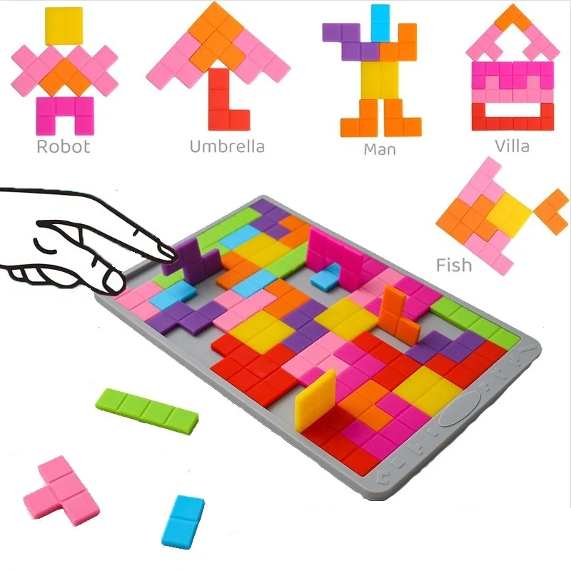 

DIY Tetris Jigsaw Puzzle Toys Mathematical Toy Game Building Block Puzzle Board Game Educational Gifts for Children