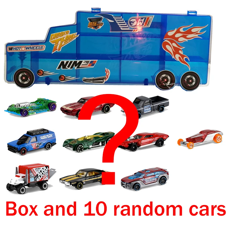 box and 10cars Hot Wheels портативный пластиковый ящик для хранения удерживает 16 спортивных литых под давлением моделей автомобилей игрушки для детей развивающие грузовик мальчик друг Juguetes - Цвет: box and 10cars
