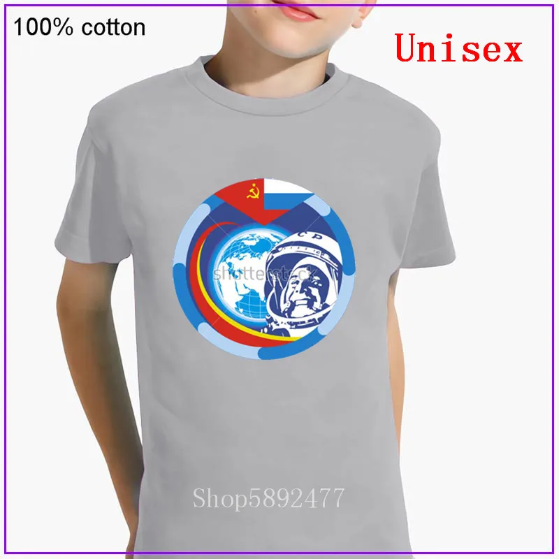 Russia CCCP Yuri Gagarin children boys girls clothes Popular Short Sleeve Crew neck Cotton Family Soviet cosmonaut 1961 T Shirts | Детская
