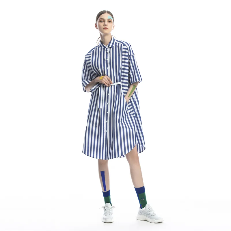 

IRINAFC104 2020SS women's collection oversized striped shirt dress long