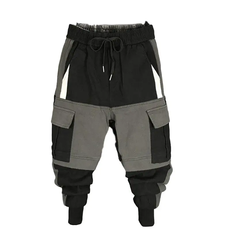 

Fashion Hip Hop Streetwear Men Patchwork Pocket Harem Pants Korean Loose Fit Cuffed Jogger Sweatpants Trousers For Male