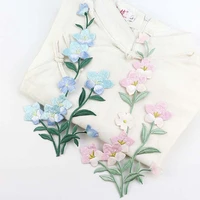 pink blue flower patch iron on applique floral patch for clothes fabric iron to stick diy coat jeans accessories