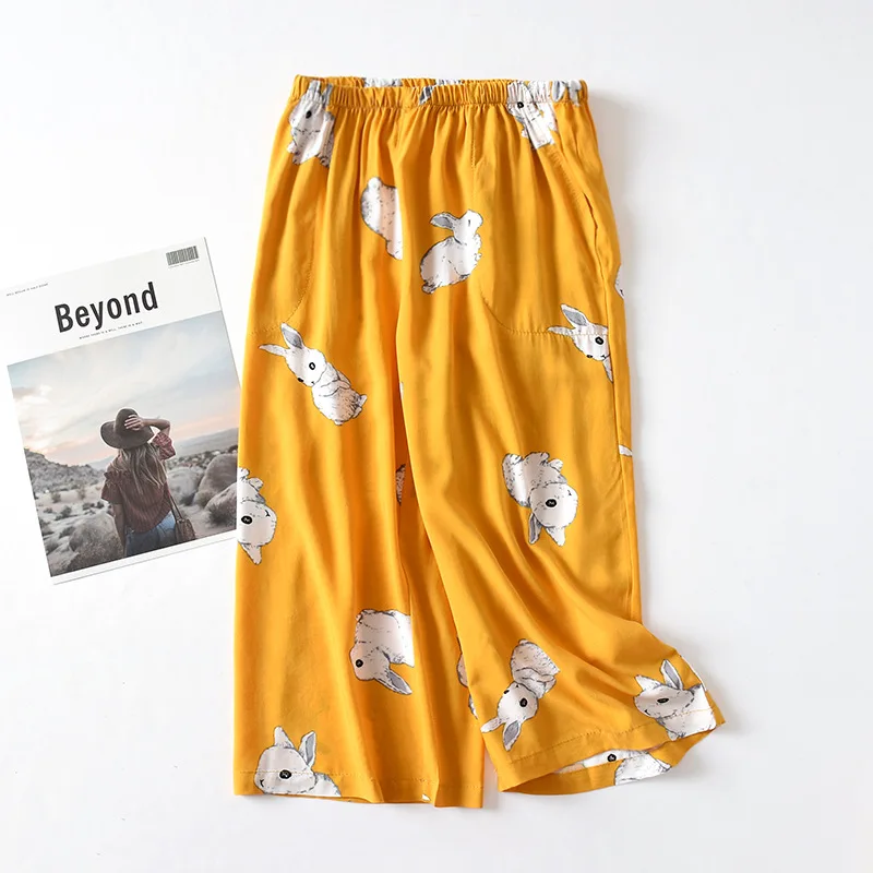 Летние свободные брюки длиной до икры прохладная дышащая хлопковая ночная