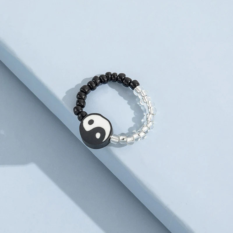 

Aprilwell Tai Chi Ring For Women Aesthetic 2021 Retro Jewelry Chinese Black And White Bead Bague Costume Men Gadgets Accessories