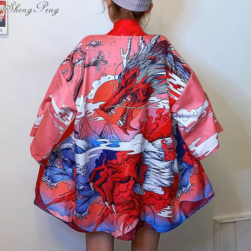 

Japanese Fashion 2020 Blouse Dragon Kimono Harajuku Shirt Japanese Yukata Kimonos Cosplay Obi Yukata Kimono Japones Haori V1871