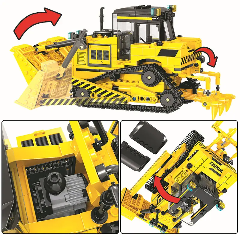 

City Engineering Car Construction Vehicle Building Blocks High-tech Excavator Crane Bulldozer Figures Bricks Toys for Kids