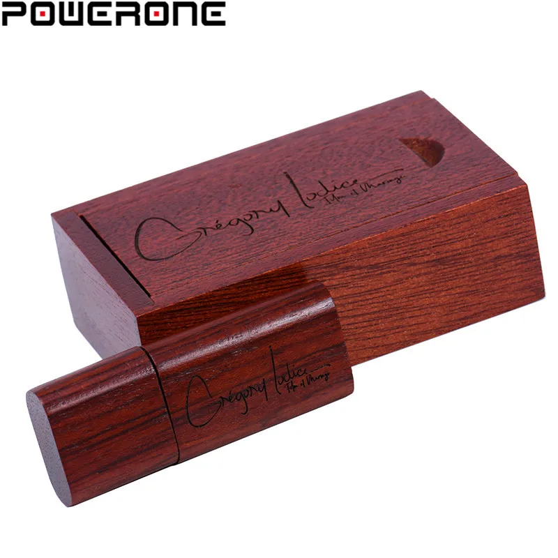 POWERONE 1 шт. Бесплатный Логотип Деревянный USB с коробкой флеш накопитель Флешка 4 ГБ