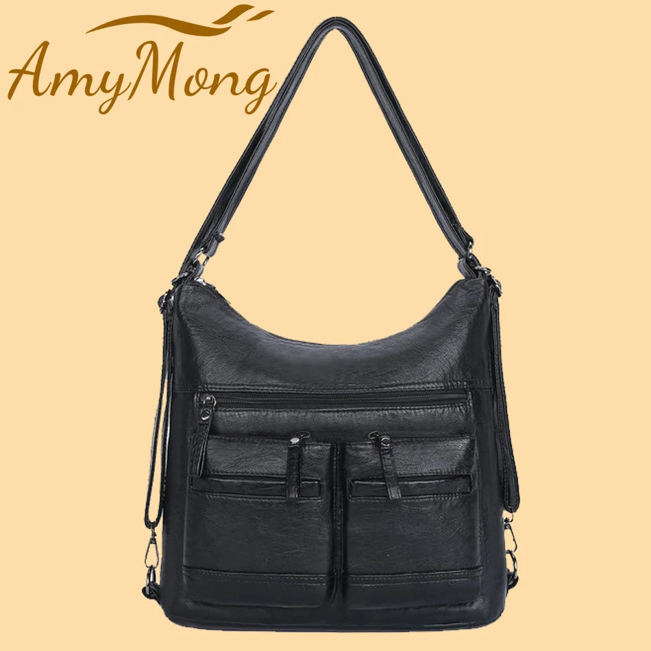 

Multifunction Ladies Handbag 2021 Luxury Women Bags 2 In 1 Designer Handbag Backpack Super Soft BagPack Purse New Shoulder Sac