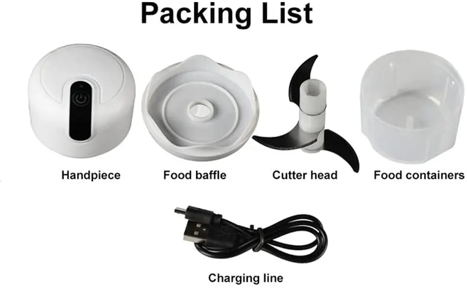 

Electric Garlic Chopper Mini Food Chopper Processor Manual Food Processor with Three Blade Built-in Battery USB Charging
