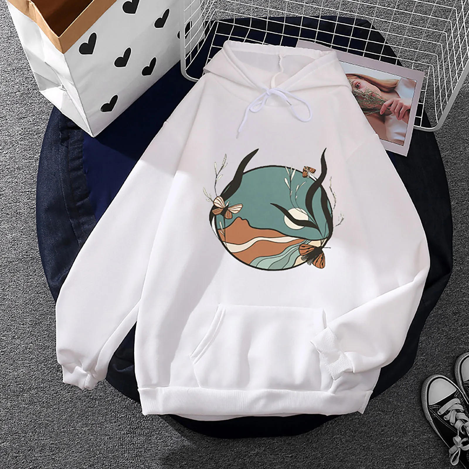 Print Oversized Hoodie Long Sleeve Hoodies Women Casual Loose Pullover Sudaderas Con Capucha Moletom Feminino Sweetshirts #463