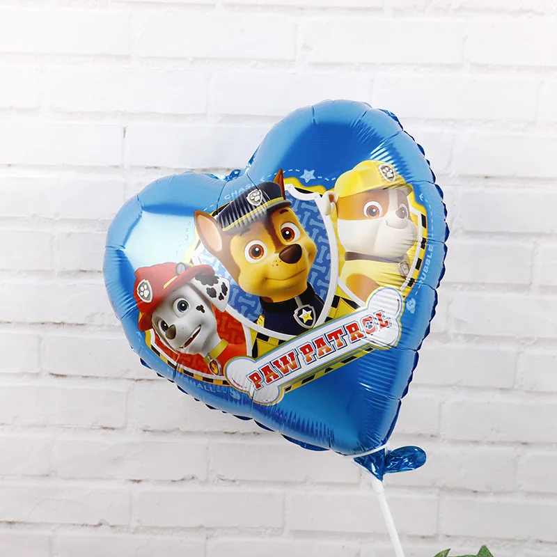 10pcs Blue Paw Patrol одноразовые пластинки 18 дюймовые баллоны из алюминиевой фольги в форме сердца - Цвет: 10pcs Blue