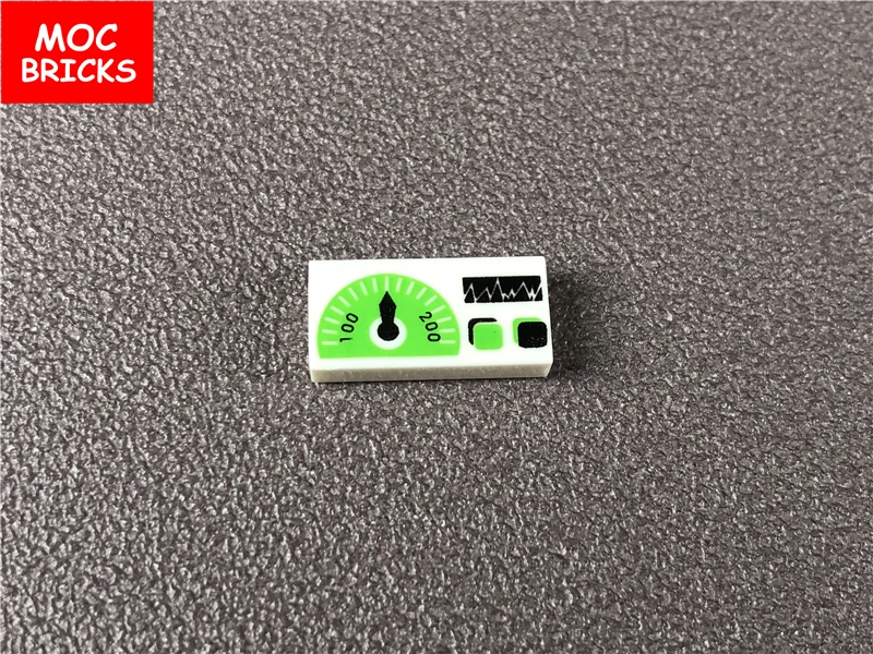 10 шт./лот MOC кирпичная плитка 1x2 с зеленым манометром и черной указкой
