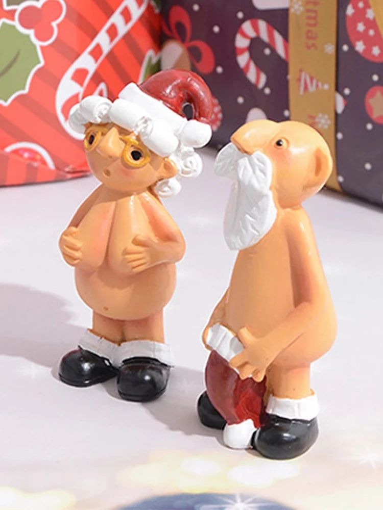

1Pcs Funny Naked Santa Claus Pendant Resin Christmas Tree Decoration Party Office Ornaments Miniatures Home Decore Figurine