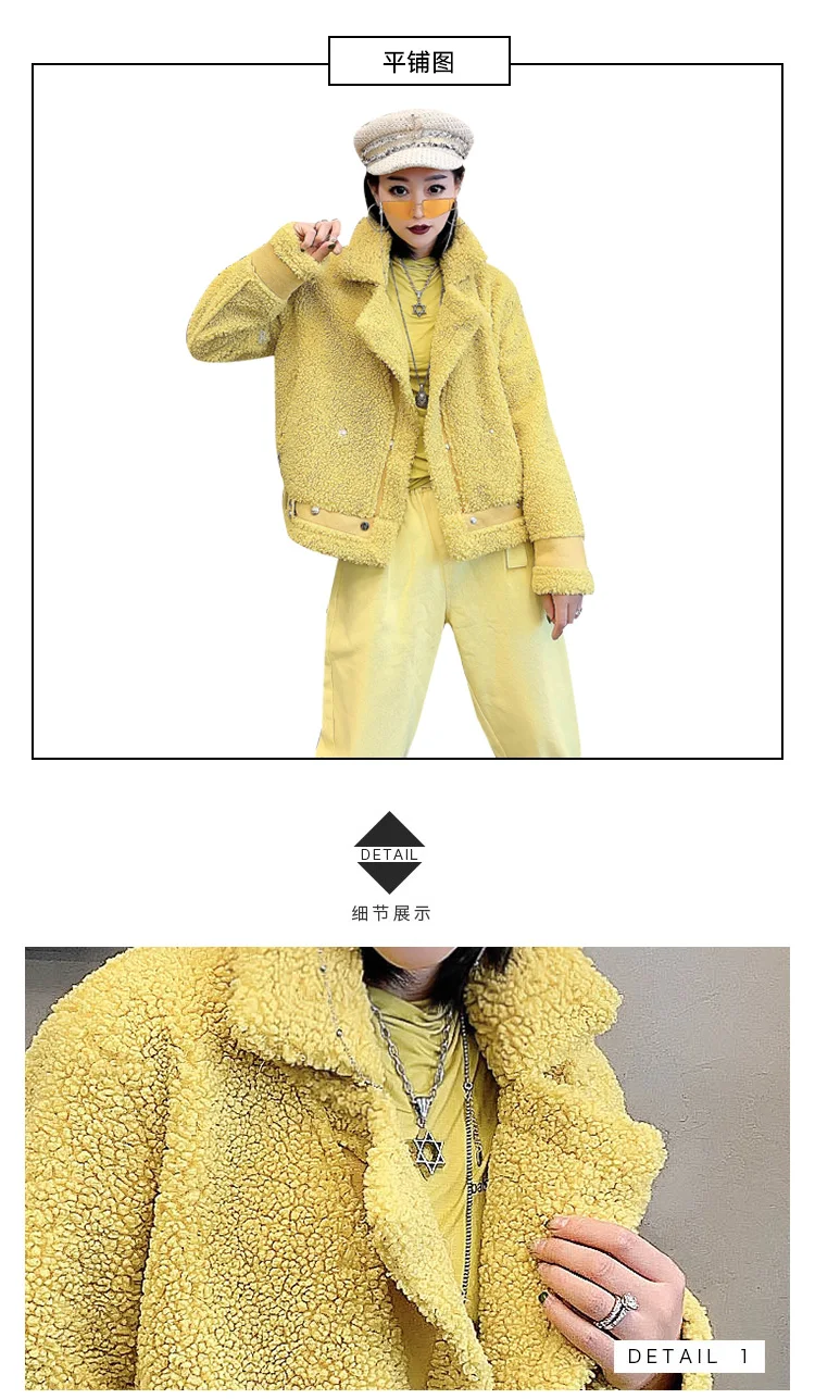 Noble Sheepskin Wool Fur Blends Coats for Women Winter Fashion Wool Fur Coat Female Warm Outwear Sheep Shearing lady Fur Jacket