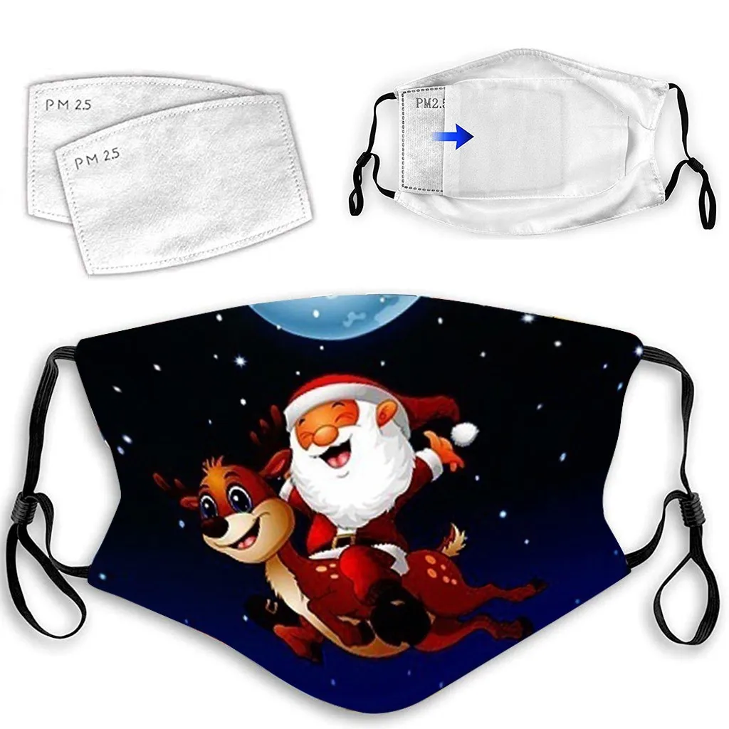 

Adjustable Face Mask Unisex Christmas Outdoor Face Washable Breathable Reusable 1 Mask +2pc Filter Mascarillas Proof