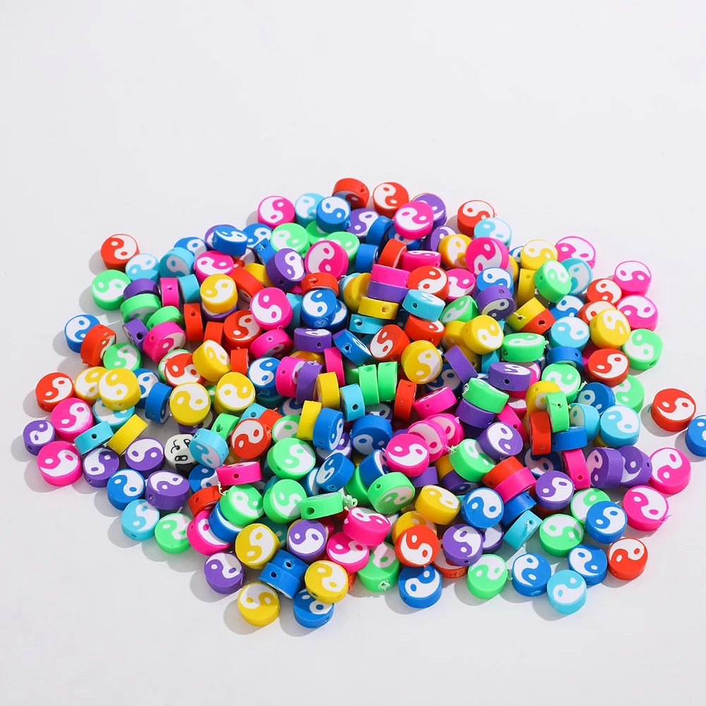 40 шт./лот разноцветные Круглые бусины Инь Янь из полимерной глины разделительные