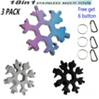 3 упаковки 18-в-1 многофункциональный инструмент в виде снежинок универсальный ключ EDC брелок гаечный ключ Отвертка тактический инструмент для кемпинга