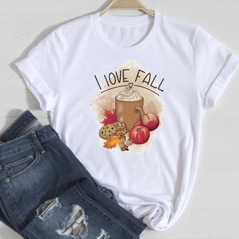 

Women Thanksgiving Love Pumpkin Spice 90s Halloween Autumn Fall Graphic Clothing Tshirt T Female Print T-Shirt Tee Top