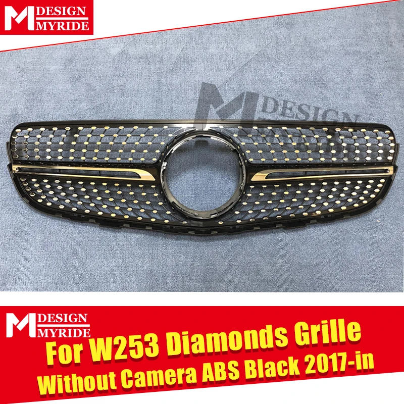 Для MercedesMB W253 GLC Class Sport Grills Diamond Grill без знака GLC250 350 400 ABS Черная передняя решетка