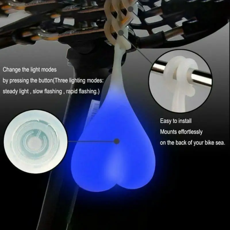 

Cycling LED Light Heart Ball Egg Safe Lamp Bicycle Accessories Bicycle Lights Silicone Bike Bicycle Back Rear Tail Lights